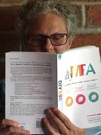 blog author reading DIY MFA book